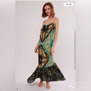 Free People Intimately Mojave Mermaid Maxi Slip Dress Floral Printed XS 285351